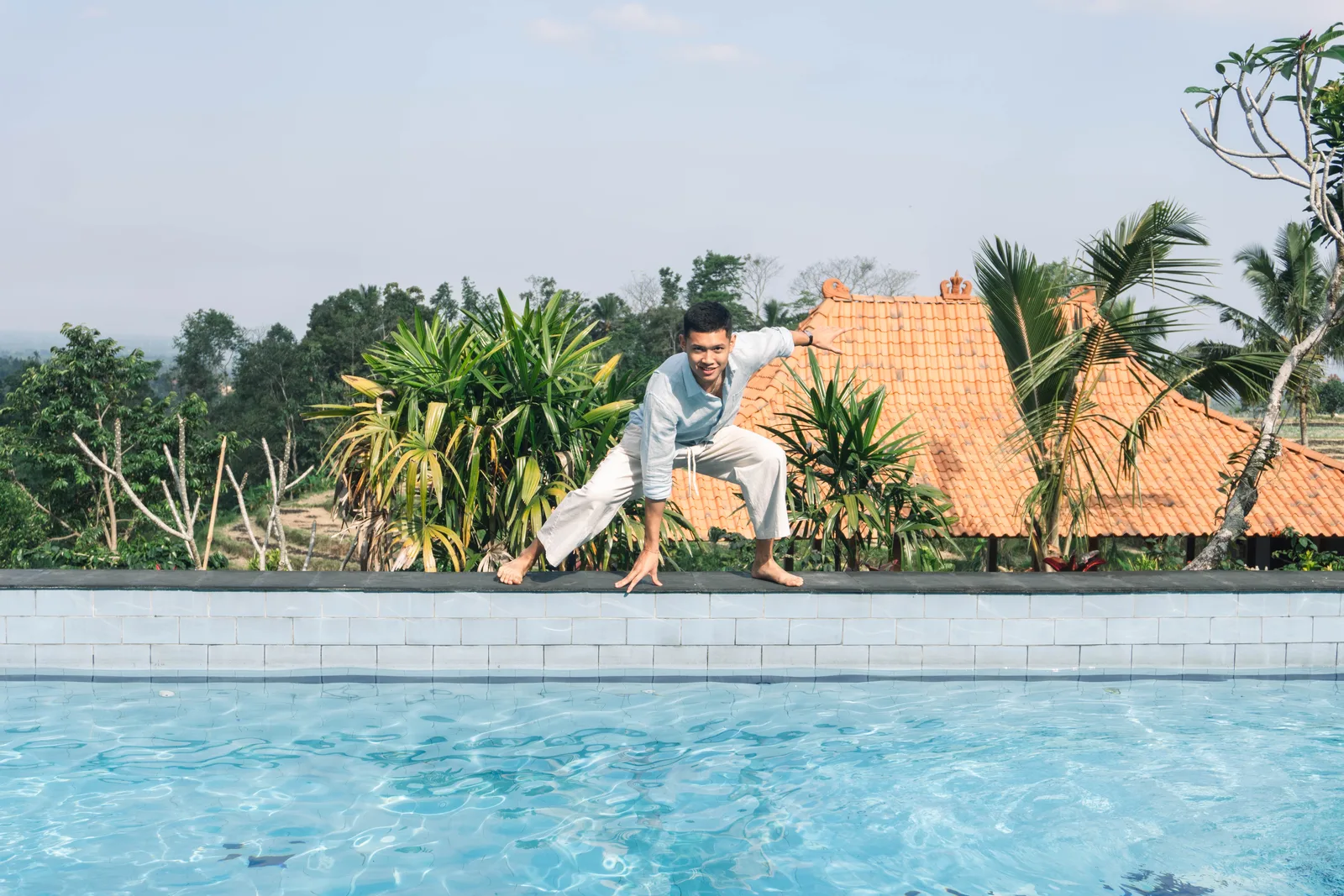 At the pool edge